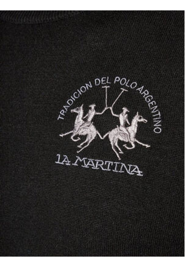 La Martina Sweter Wessel WMS016 YW025 Czarny Regular Fit. Kolor: czarny. Materiał: bawełna, syntetyk