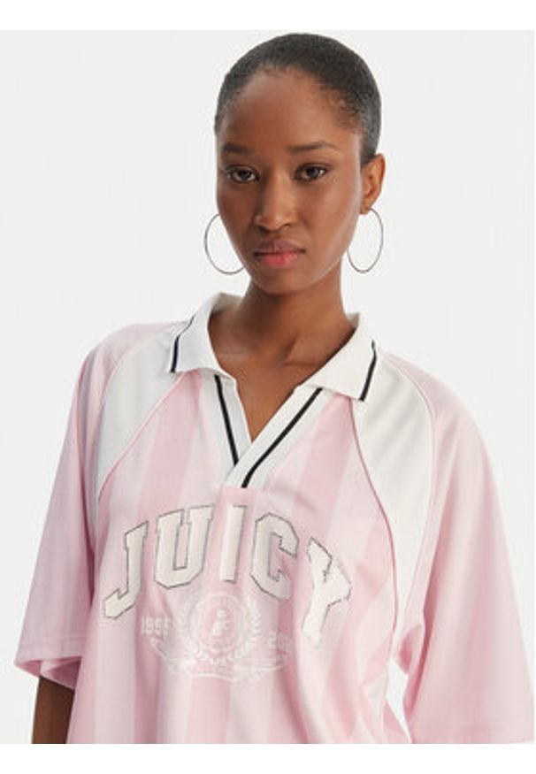Juicy Couture Polo Juicy Football JCSCT126407 Różowy Oversize. Typ kołnierza: polo. Kolor: różowy. Materiał: syntetyk