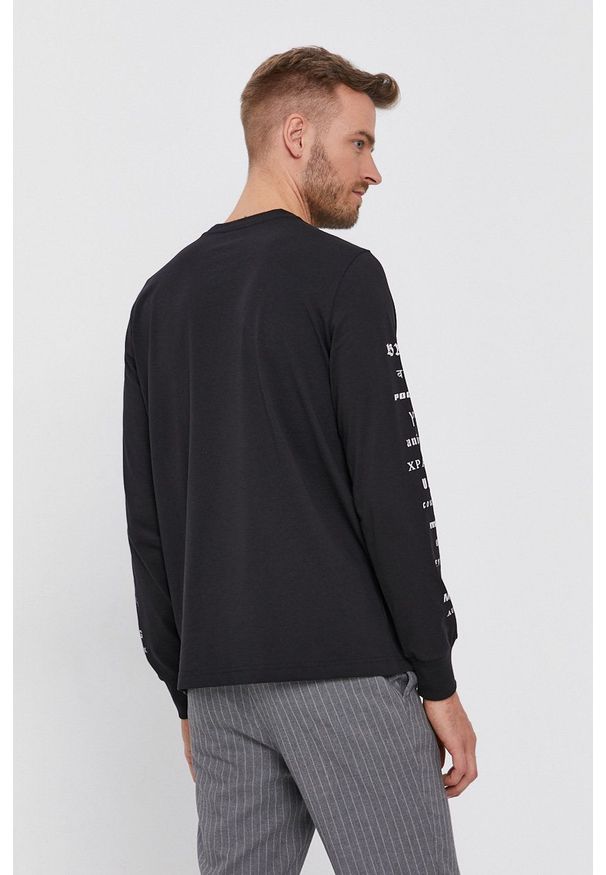 Diesel - Longsleeve. Okazja: na co dzień. Kolor: czarny. Materiał: poliester. Długość rękawa: długi rękaw. Wzór: nadruk. Styl: casual