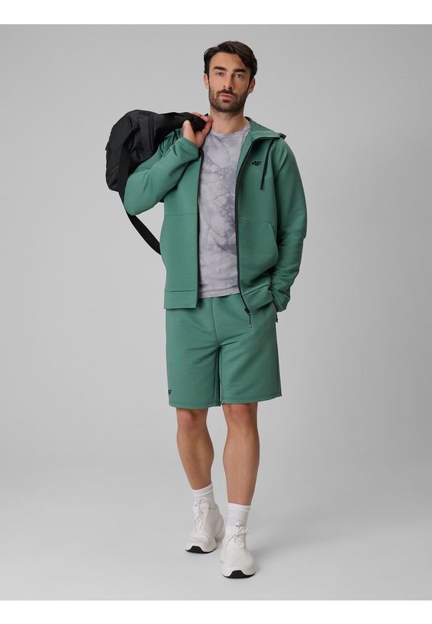 4f - 4F Spodenki treningowe szybkoschnące męskie - turkusowe S. Kolor: turkusowy. Materiał: materiał, włókno. Sport: fitness