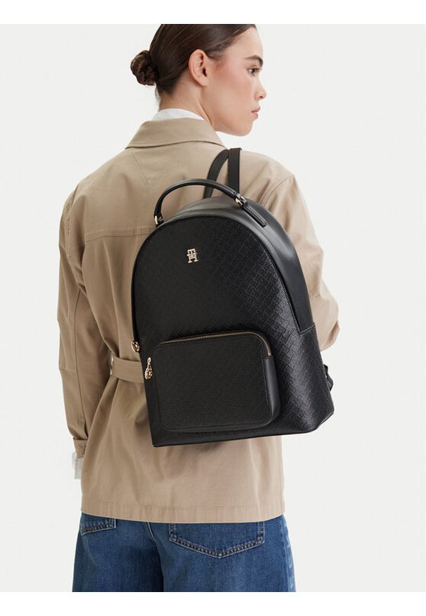 TOMMY HILFIGER - Tommy Hilfiger Plecak Th Daily Backpack Mono AW0AW18852 Czarny. Kolor: czarny. Materiał: skóra