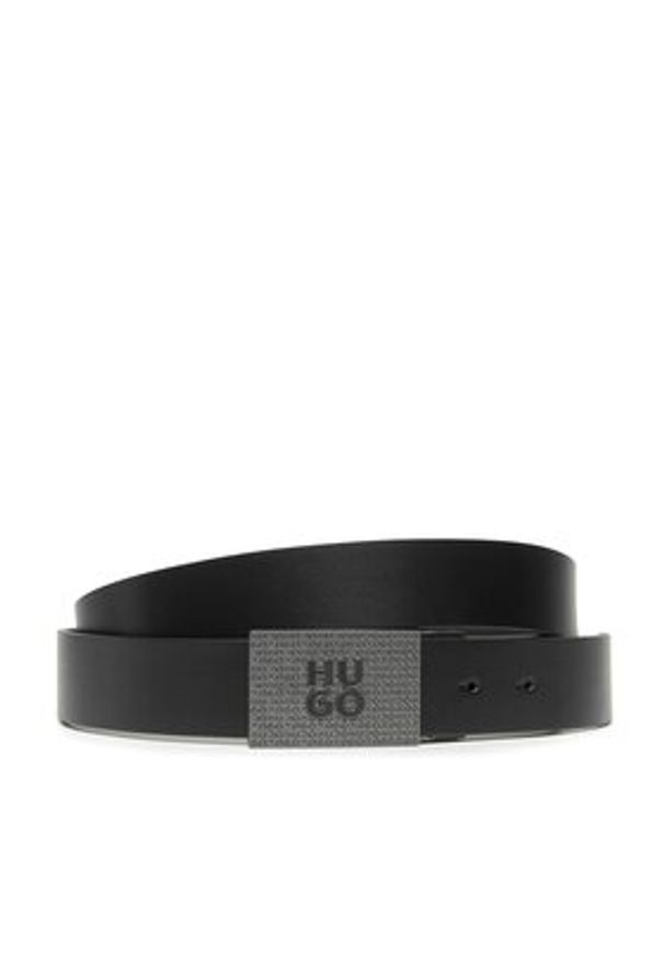 Hugo - HUGO Pasek Męski Go-G 50503408 10245669 01 Czarny. Kolor: czarny. Materiał: skóra