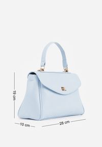 Born2be - Niebieska Elegancka Torebka Listonoszka o Fasonie Kuferka z Rączką i Klapą Thexan. Kolor: niebieski. Wzór: gładki. Styl: elegancki #5