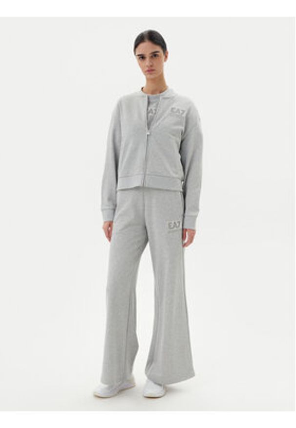 EA7 Emporio Armani Spodnie dresowe 7W000179 AF12473 O8002 Szary Wide Leg. Kolor: szary. Materiał: bawełna