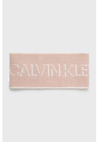 Calvin Klein Jeans - Opaska wełniana. Kolor: różowy. Materiał: wełna #1