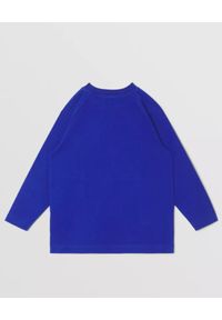 BURBERRY CHILDREN - Niebieska bluzka z wizerunkiem misia 4-14 lat. Kolor: niebieski. Materiał: bawełna. Długość: długie. Wzór: nadruk, ze splotem. Sezon: lato. Styl: klasyczny