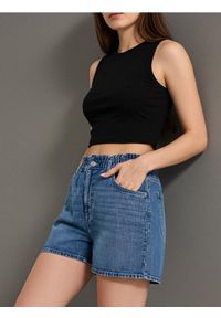 Sinsay - Szorty jeansowe paperbag - granatowy. Kolor: niebieski. Materiał: jeans