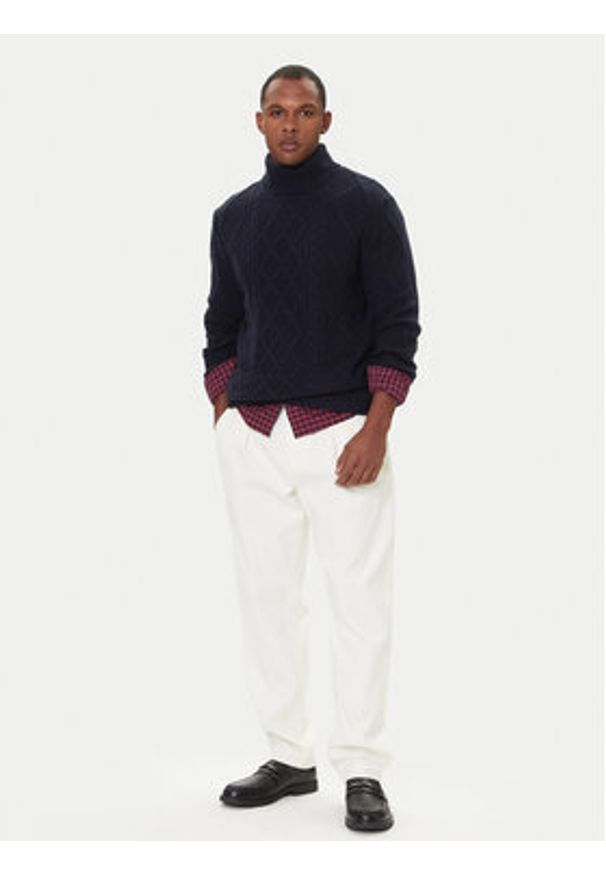 TOMMY HILFIGER - Tommy Hilfiger Golf MW0MW40914 Granatowy Regular Fit. Typ kołnierza: golf. Kolor: niebieski. Materiał: wełna