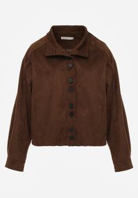 Renee - Brązowa Kurtka Bomber Jacket Ozdobiona Guzikami Quilimi. Okazja: na co dzień. Kolor: brązowy. Wzór: aplikacja. Styl: casual, elegancki #9