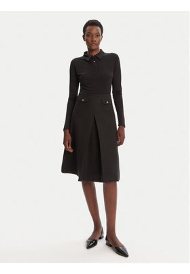 Hugo - HUGO Spódnica midi Raferi 50542629 982 Czarny Regular Fit. Kolor: czarny. Materiał: bawełna