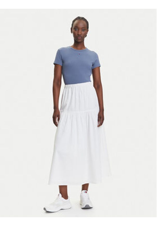 Tommy Jeans T-Shirt Essential DW0DW17383 Niebieski Slim Fit. Kolor: niebieski. Materiał: bawełna