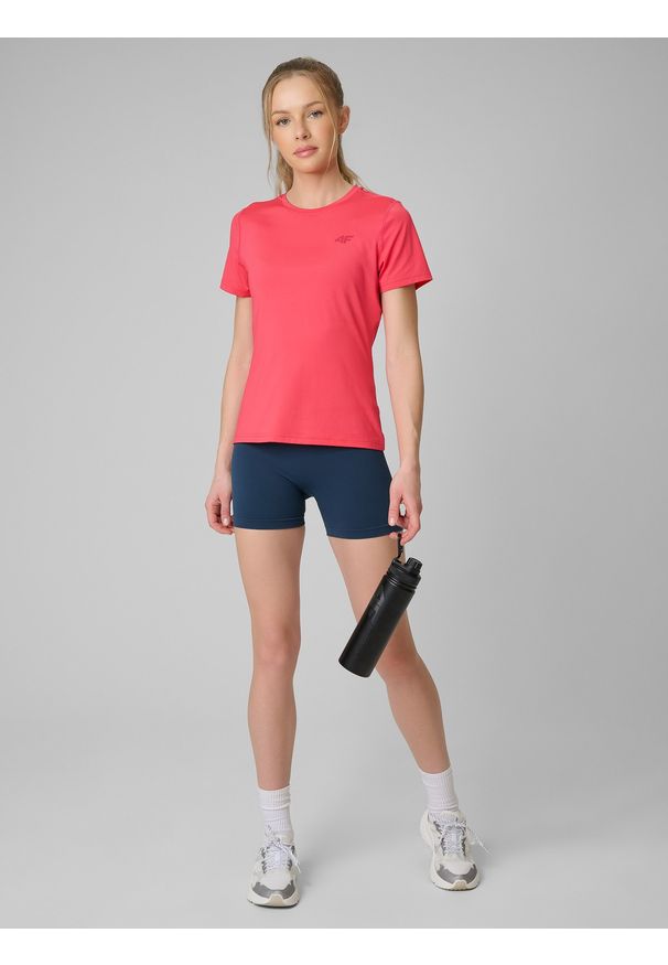 4f - 4F Koszulka treningowa regular szybkoschnąca damska - czerwona M. Kolor: różowy. Sport: fitness