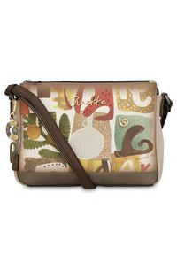 Torebka damska Anekke, elegancka mała z regulowanym paskiem i 3 komorami, multikolor, 42713-184. Kolor: brązowy. Wzór: aplikacja. Dodatki: z breloczkiem. Materiał: zdobione. Styl: elegancki #8