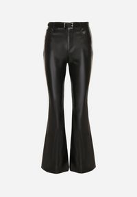 Born2be - Czarne Spodnie Dzwony z Imitacji Skóry Vebora. Okazja: na co dzień. Kolor: czarny. Materiał: skóra. Styl: elegancki, casual, klasyczny #3