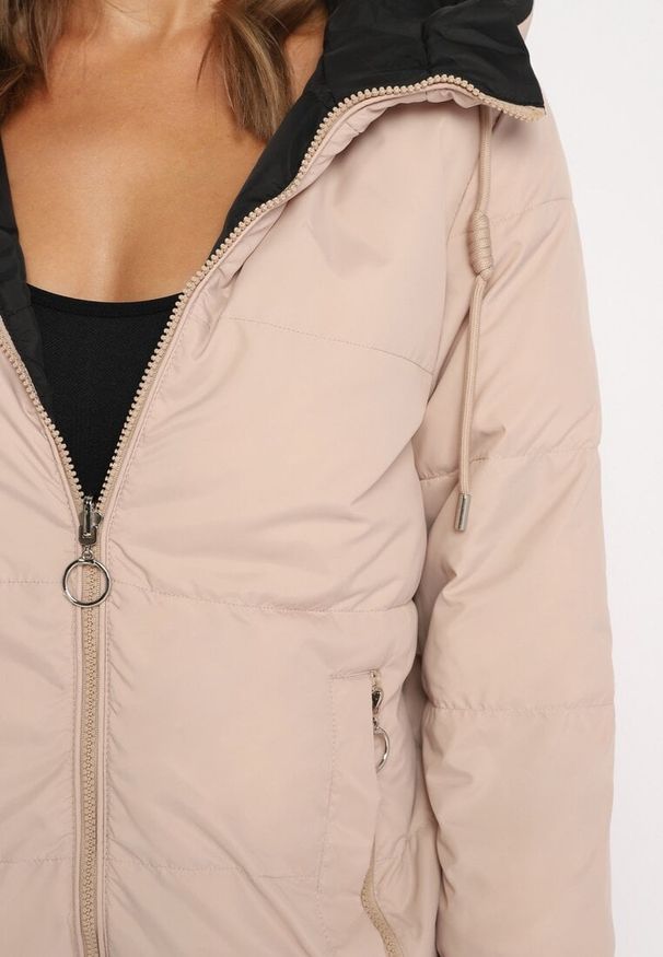 Born2be - Czarna Dwustronna Kurtka Pikowana Ozdobiona Sznurkami Mivvena. Okazja: na co dzień. Kolor: czarny. Materiał: jeans. Długość rękawa: długi rękaw. Długość: długie. Wzór: aplikacja. Styl: casual