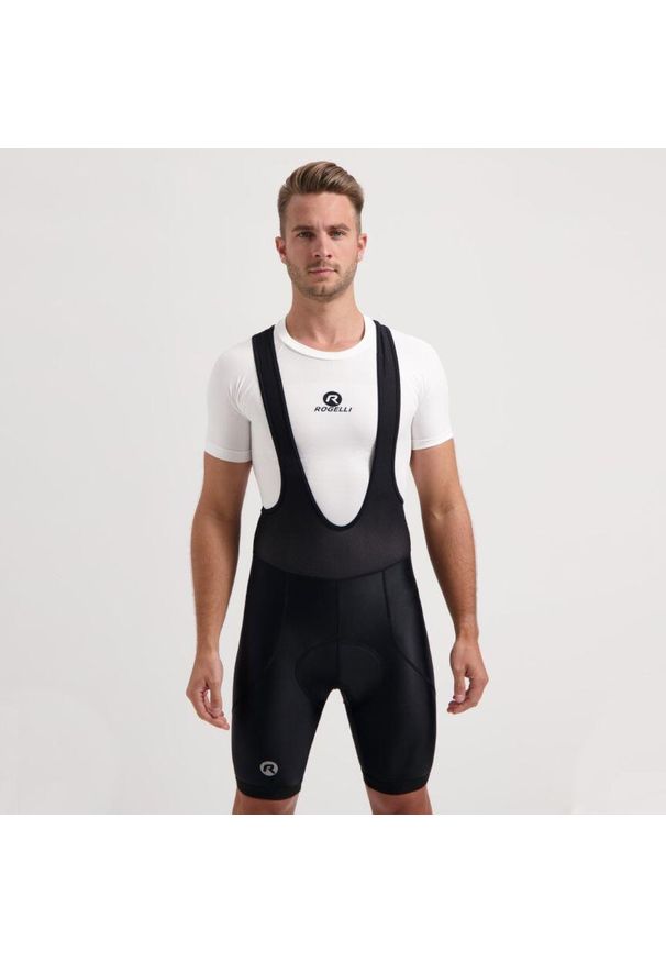 ROGELLI - Spodenki rowerowe męskie Rogelli BASIC DE LUXE na szelkach. Kolor: czarny