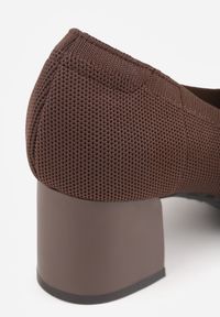 Born2be - Brązowe Czółenka VICES ze Sportowej Tkaniny na Słupku Waesbella. Nosek buta: otwarty. Kolor: brązowy. Materiał: tkanina. Obcas: na słupku. Styl: sportowy. Wysokość obcasa: średni #9