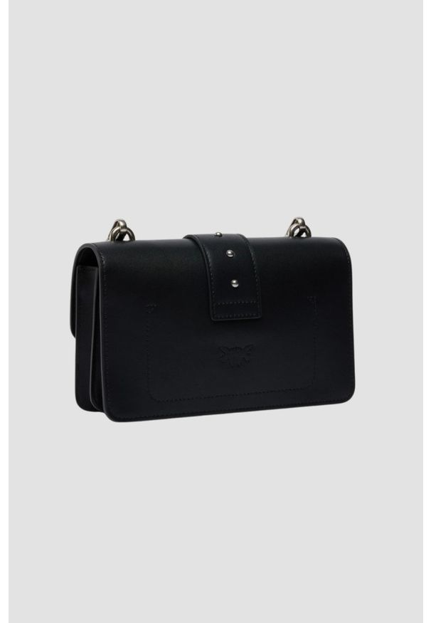 Pinko - PINKO Czarna kopertówka Love One Mini St. Cl Vitello Seta. Kolor: czarny. Materiał: skórzane. Styl: wizytowy, klasyczny, elegancki