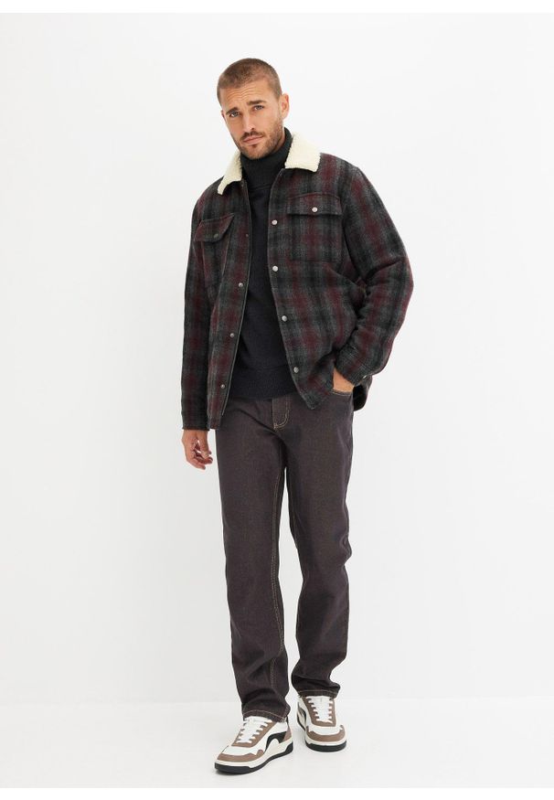 bonprix - Dżinsy regular fit, straight. Kolor: czarny, brązowy. Styl: klasyczny, sportowy