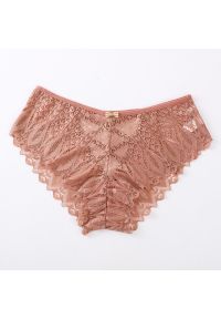 Intica - Majtki koronkowe ze strapsami eleganckie Herlaug. Kolor: beżowy. Materiał: koronka. Wzór: koronka