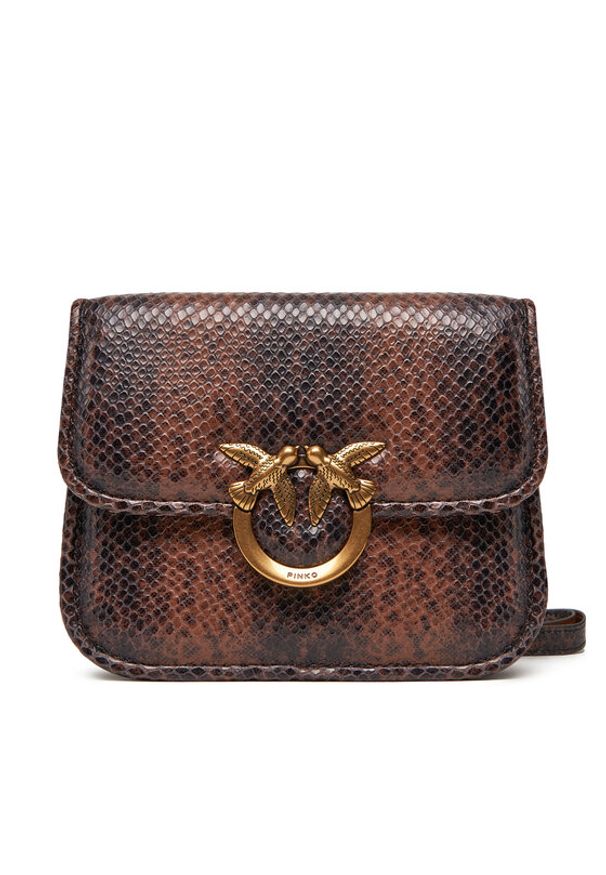 Pinko - PINKO Torebka Love Box Bag Fl Mini PE 25 PLTT 104297 A2CH Brązowy. Kolor: brązowy. Materiał: skórzane