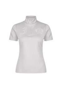 HV POLO - Damska koszulka do jazdy konnej HV Polo Favouritas Platinum. Typ kołnierza: polo. Kolor: szary. Długość rękawa: długi rękaw. Wzór: aplikacja. Styl: elegancki #1