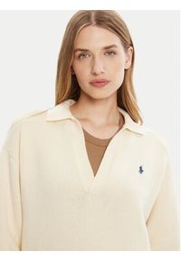 Polo Ralph Lauren Sukienka dzianinowa 211A91143003 Biały Slim Fit. Typ kołnierza: polo. Kolor: biały. Materiał: wełna