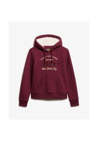 Damska bluza z kapturem z metalicznym logo Superdry Luxe. Typ kołnierza: kaptur. Kolor: czerwony, fioletowy, wielokolorowy, brązowy. Materiał: skóra #1