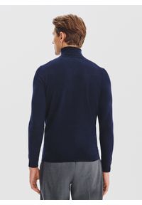 Pako Lorente - PAKO LORENTE - Granatowy gładki golf męski. Typ kołnierza: golf. Kolor: beżowy, niebieski. Materiał: elastan, poliamid, bawełna. Wzór: gładki. Sezon: jesień #4