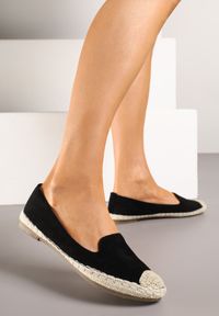 Renee - Czarne Espadryle z Motywem Plecionki Ralomea. Okazja: na co dzień, na imprezę. Kolor: czarny. Sezon: lato. Styl: elegancki, casual