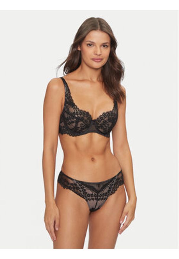Hunkemöller Biustonosz z fiszbiną Daisy 205440 Czarny. Kolor: czarny. Materiał: syntetyk