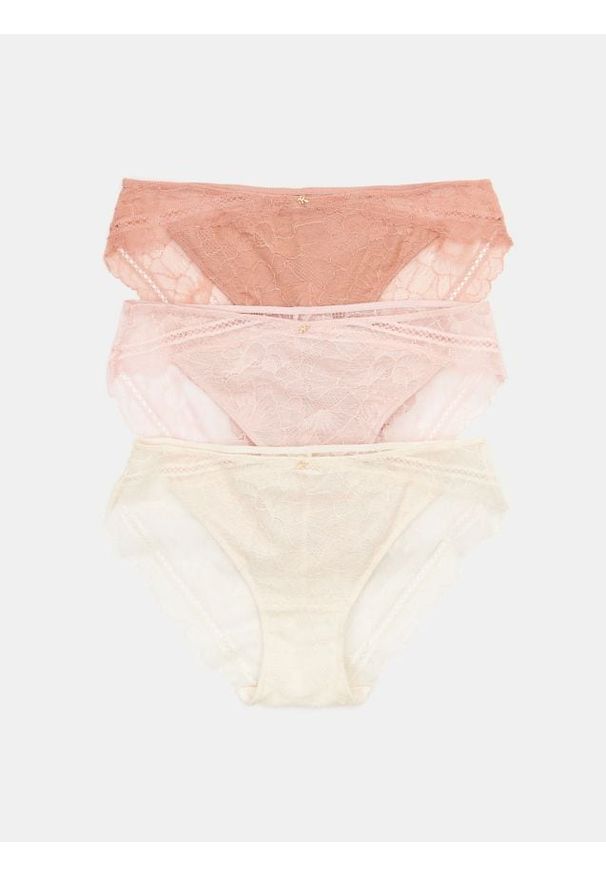 Sinsay - Figi z koronką 3 pack - wielobarwny. Materiał: koronka. Wzór: koronka