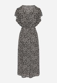 Born2be - Czarna Bawełniana Sukienka z Gumką w Talii w Drobne Kwiatki Nulinea. Okazja: na co dzień. Typ kołnierza: dekolt w serek. Kolor: czarny. Materiał: bawełna. Wzór: kwiaty. Typ sukienki: rozkloszowane. Styl: elegancki, casual, klasyczny #3