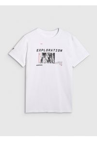 4f - 4F T-shirt regular z nadrukiem męski - czarny M. Okazja: na co dzień. Kolor: biały. Materiał: materiał, bawełna. Wzór: nadruk. Styl: casual