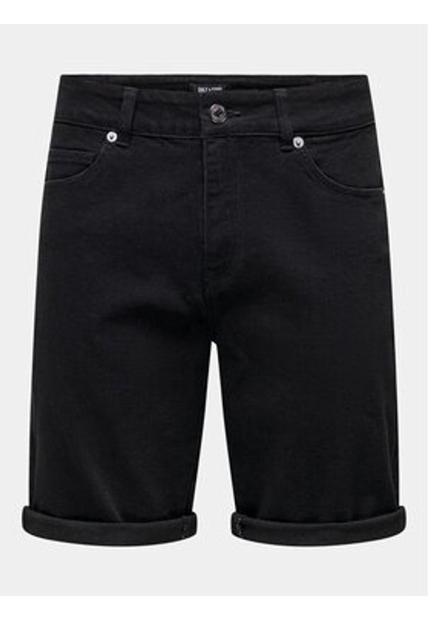 Only & Sons Szorty jeansowe Ply 22029041 Czarny Regular Fit. Kolor: czarny. Materiał: bawełna, syntetyk
