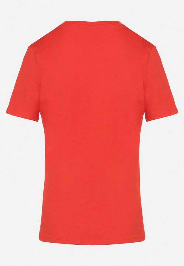 Born2be - Czerwony Bawełniany T-shirt o Klasycznym Kroju z Okrągłym Dekoltem Ethelina. Kolor: czerwony. Materiał: bawełna. Styl: klasyczny