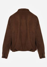 Born2be - Brązowa Kurtka w Stylu Bomberki z Ozdobnymi Guzikami Polimi. Okazja: na co dzień. Kolor: brązowy. Materiał: jeans. Styl: casual #2