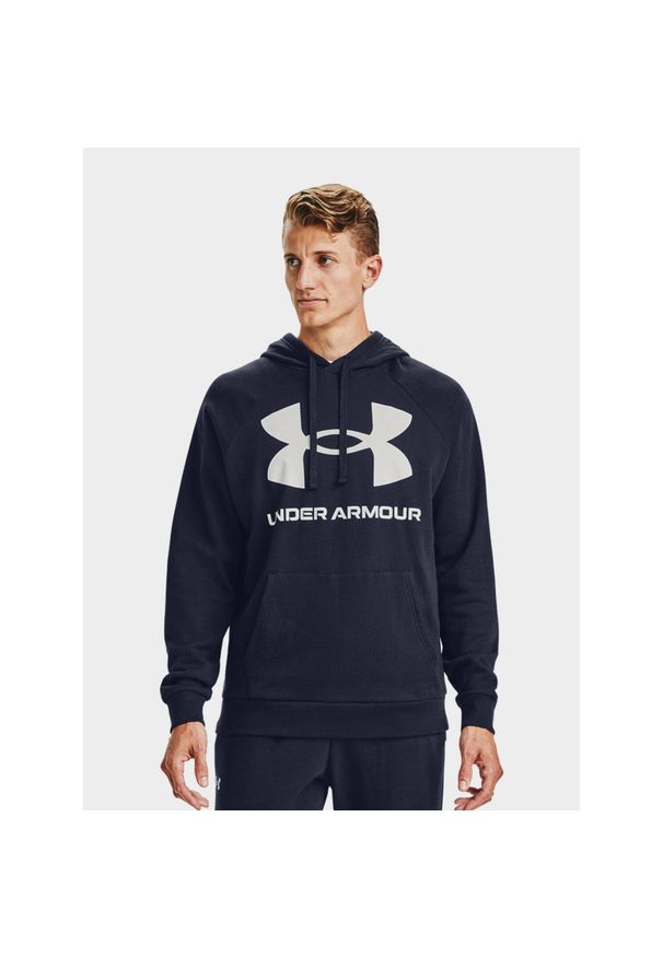 Under Armour - Bluza fitness męska UNDER ARMOUR Rival Fleece Big Logo z kapturem. Typ kołnierza: kaptur. Kolor: niebieski. Sport: fitness