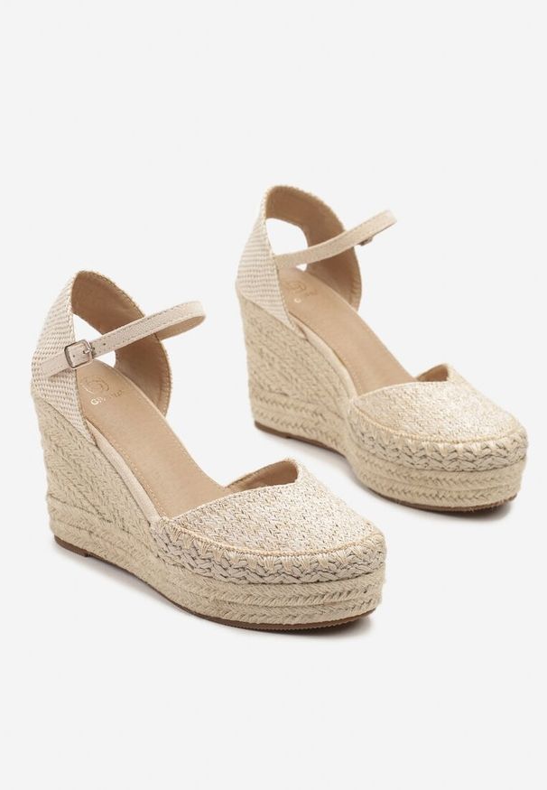 Born2be - Beżowe Sandały Espadryle z Plecionką na Koturnie Weanise. Okazja: na co dzień. Kolor: beżowy. Sezon: lato. Obcas: na koturnie. Styl: casual, elegancki, boho