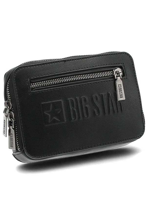 Big Star Accessories - Czarna Torba Big Star Męska Saszetka Na Pasku. Kolor: czarny. Materiał: skóra ekologiczna. Wzór: paski