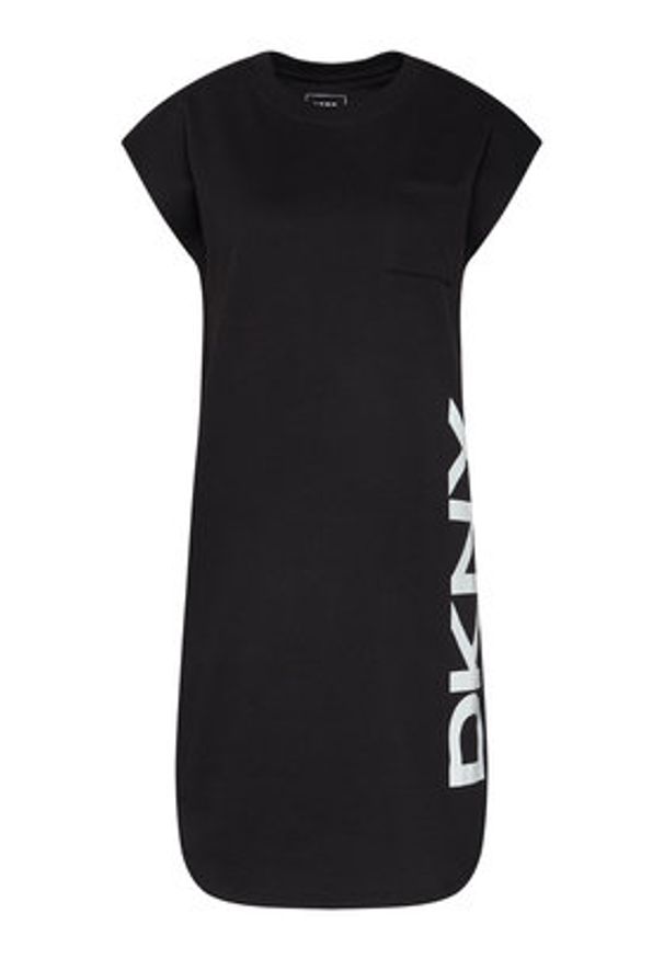 DKNY Sukienka codzienna P0RD1B2J Czarny Regular Fit. Okazja: na co dzień. Kolor: czarny. Materiał: bawełna, syntetyk. Typ sukienki: proste. Styl: casual