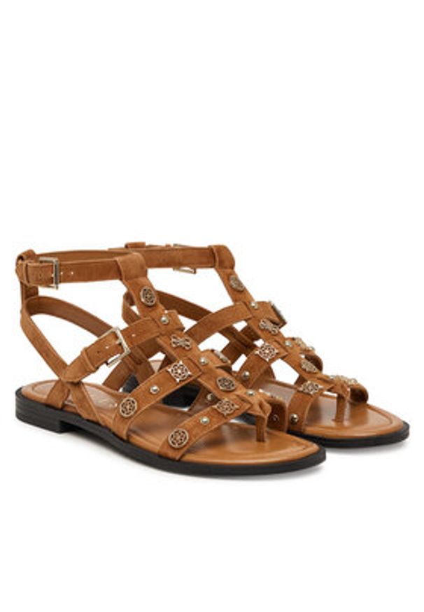 Guess Sandały FLJY2Z SUE03 Brązowy. Kolor: brązowy. Materiał: skóra, zamsz