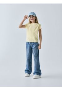 Reserved - T-shirt z haftem - żółty. Kolor: żółty. Materiał: bawełna. Wzór: haft #1