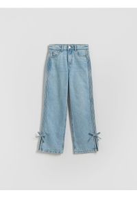Reserved - Jeansy straight z kokardkami - niebieski. Kolor: niebieski #1