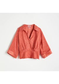 Reserved - Bluzka o kroju kimono - Różowy. Kolor: różowy