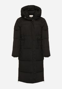 Born2be - Czarna Pikowana Kurtka Zimowa z Kapturem i Bocznymi Suwakami Falossea. Okazja: na co dzień. Typ kołnierza: kaptur. Kolekcja: plus size. Kolor: czarny. Materiał: jeans, poliester, dzianina. Sezon: zima. Styl: klasyczny, casual