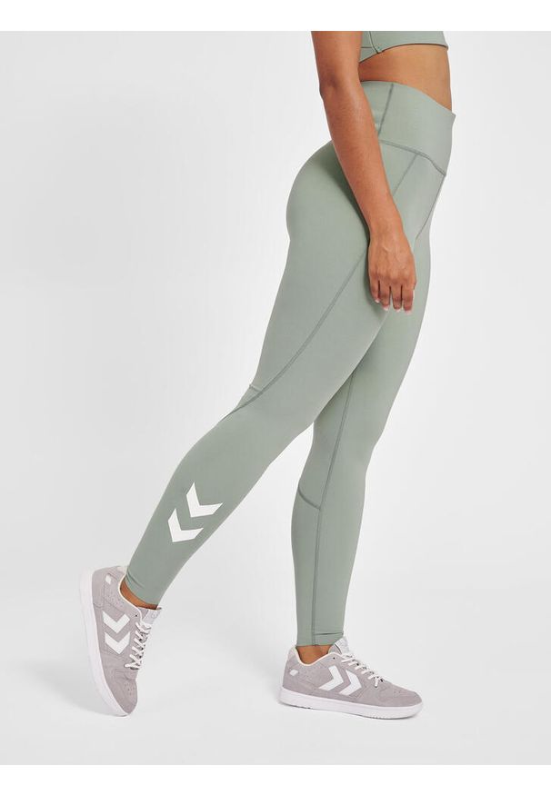 Damskie wysokie legginsy Hummel MT Grace. Kolor: zielony. Wzór: jodełka, nadruk