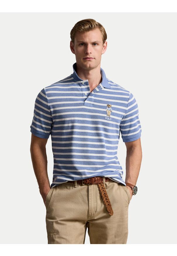 Polo Ralph Lauren Polo 710941863001 Niebieski Custom Slim Fit. Typ kołnierza: polo. Kolor: niebieski. Materiał: bawełna