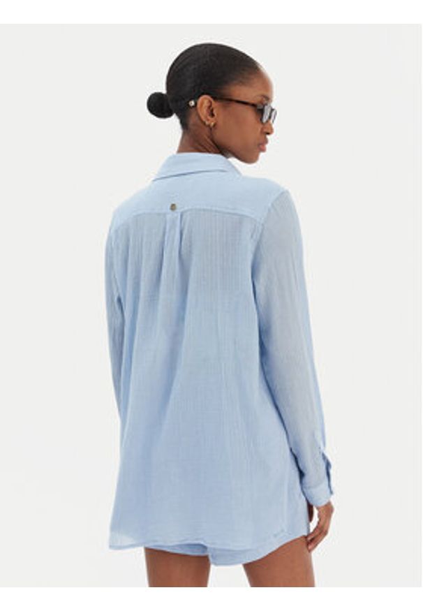 Seafolly Koszula Breeze 55428-TO Błękitny Regular Fit. Kolor: niebieski. Materiał: bawełna