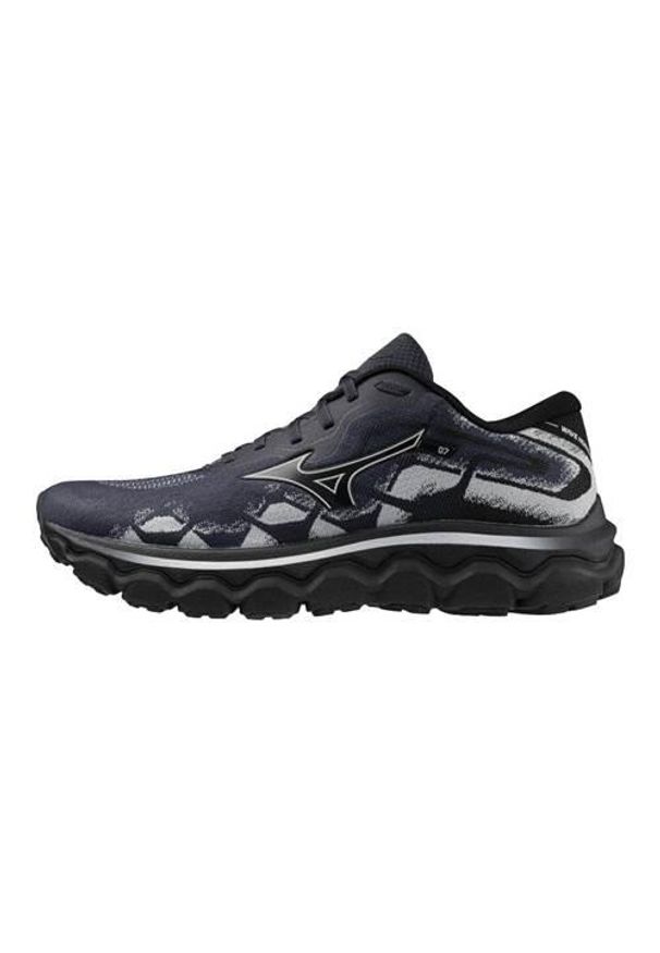 Buty do biegania męskie Mizuno Wave Horizon 7. Kolor: czarny. Materiał: materiał, syntetyk. Szerokość cholewki: normalna. Model: Mizuno Wave